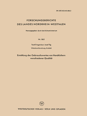 cover image of Ermittlung des Gebrauchswertes von Handtüchern verschiedener Qualität